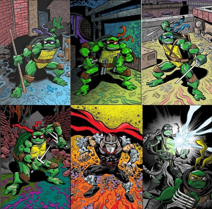 JIM LAWSON's TMNT MASTER SET of all 6 VIRGIN COVERS (#143-#148)