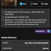 STAR WARS High Republic #7 Mike Mayhew Exclusive! (1st app of Darth Krall)