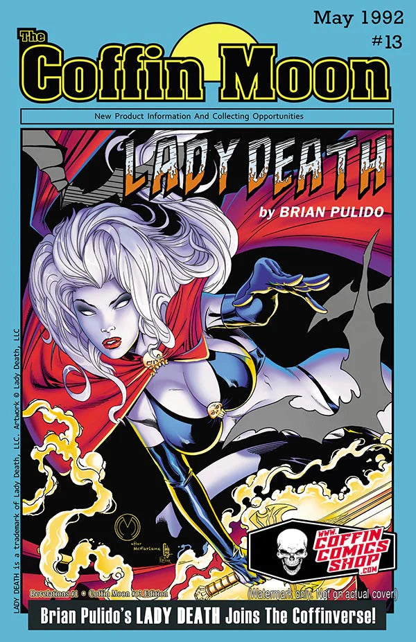 SDCC 2022 Lady Death: Revelations #1 Coffin Moon 13 Edition (Spawn/Malibu Homage) ***Each Copy Numbered Out of 250*** SIGNED by Brian Pulido with COA!