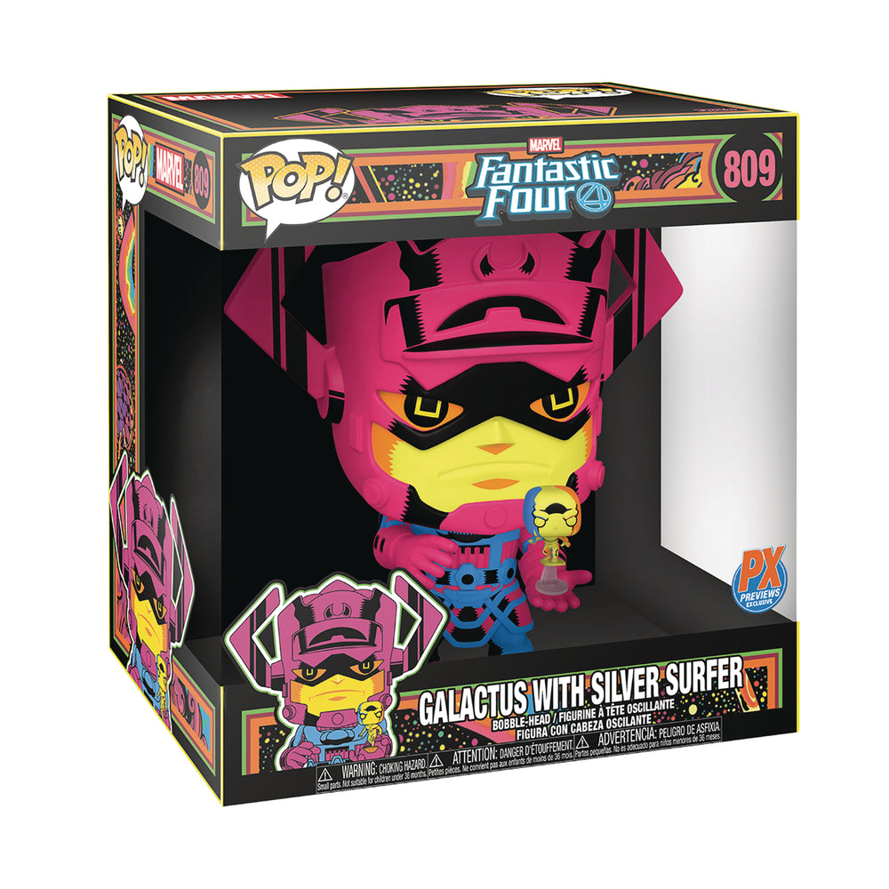 POP JUMBO MARVEL GALACTUS W/SURFER PX BLK LT 10IN FIG