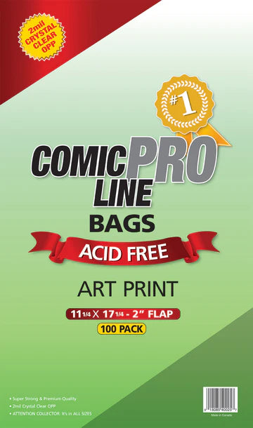 ART PRINT Crystal Clear 2 mil PRO Comic Bags 11 1/4