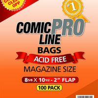 Crystal Clear 2 mil PRO Comic Bags - MAGAZINE STYLE 8 5/8"" x 10 1/2" w/ 2" flap (100 pk) - Mutant Beaver Comics