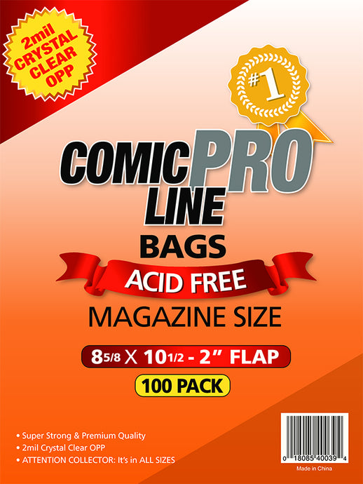 Crystal Clear 2 mil PRO Comic Bags - MAGAZINE STYLE 8 5/8