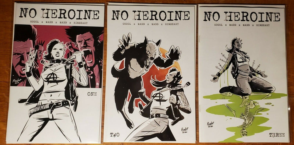 NO HEROINE by Frank Gogol (1st Print) Complete Set (#1-#3) - Mutant Beaver Comics