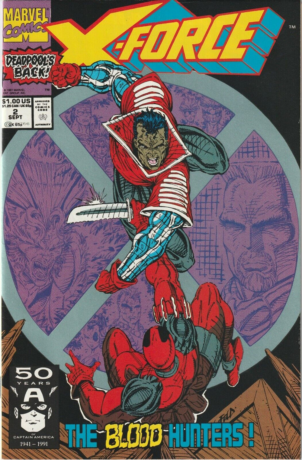 X-FORCE # 2 Cover A (9.0-9.2) Marvel 1991 2nd Appearance Of Deadpool